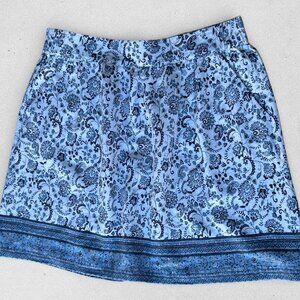 LOFT Outlet Blue Floral Paisley Pull On Skirt Elastic Back Waist Size 4